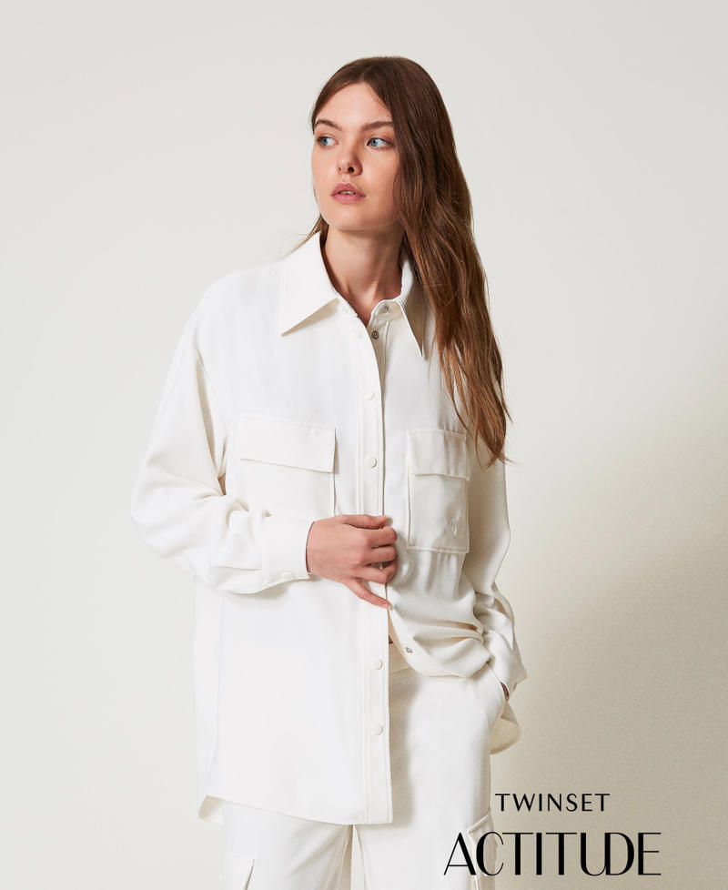 Camicia in crêpe piquet Bianco Sugar Donna 251AP2330_00632_PA