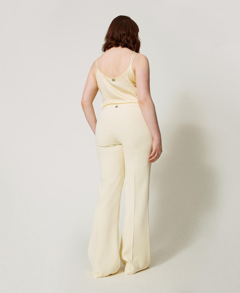 Fluid crêpe flared fitted leg trousers Vanilla Woman 251TP2106_12143_03