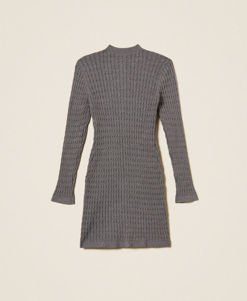 Kurzes Strickkleid mit Zopfmuster Meliertes Dunkelgrau M&auml;dchen 262GJ3074_12839_S1