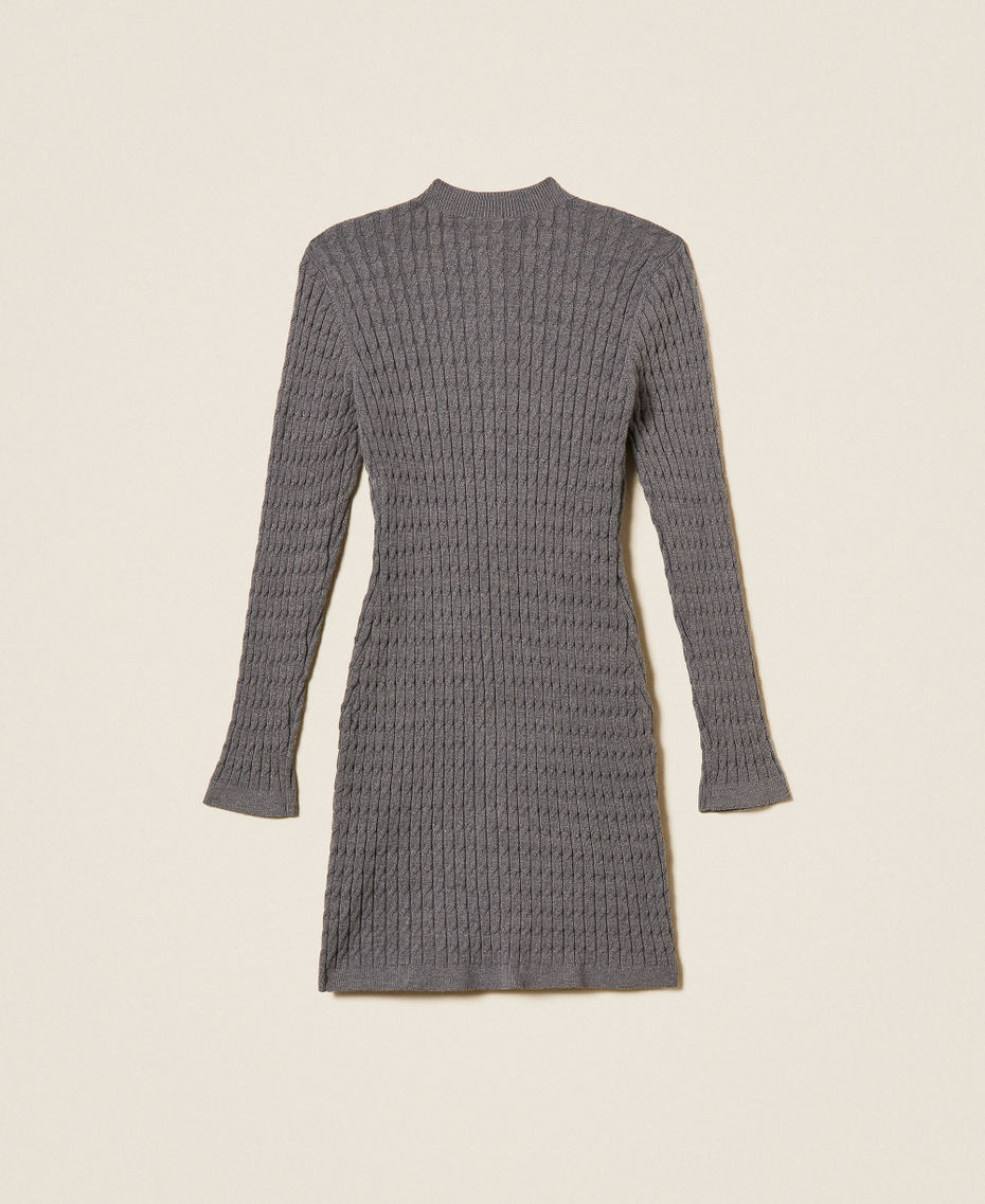 Kurzes Strickkleid mit Zopfmuster Meliertes Dunkelgrau M&auml;dchen 262GJ3074_12839_S1
