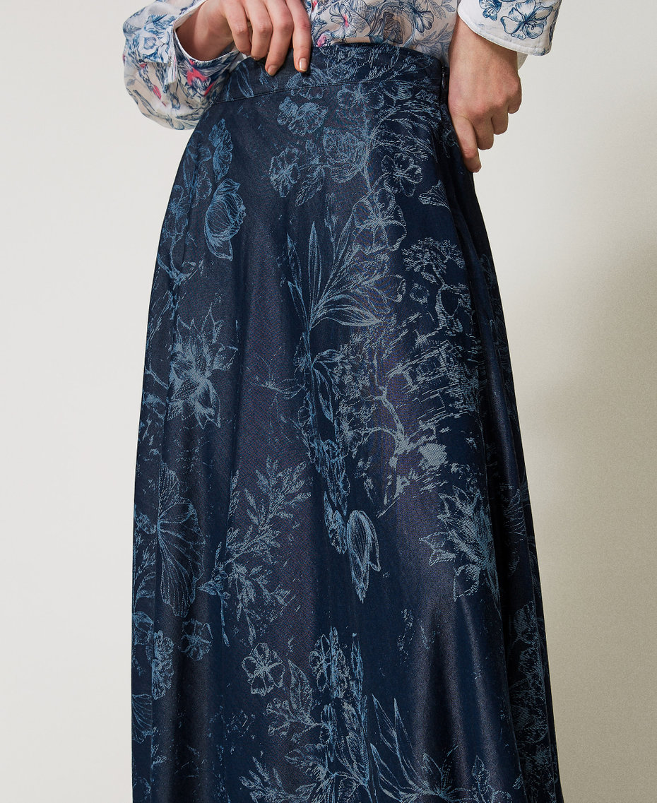 MYFO Maxirock aus Jeans mit Blumenmotiv Denim Toile De Jouy Frau 251AQ2114_12433_04