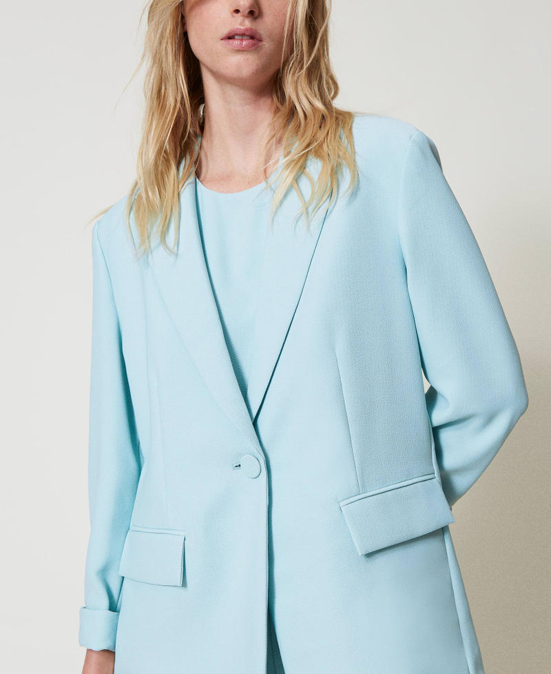 Crêpe piquet blazer Light Canal Blue Woman 251AP2335_12134_03