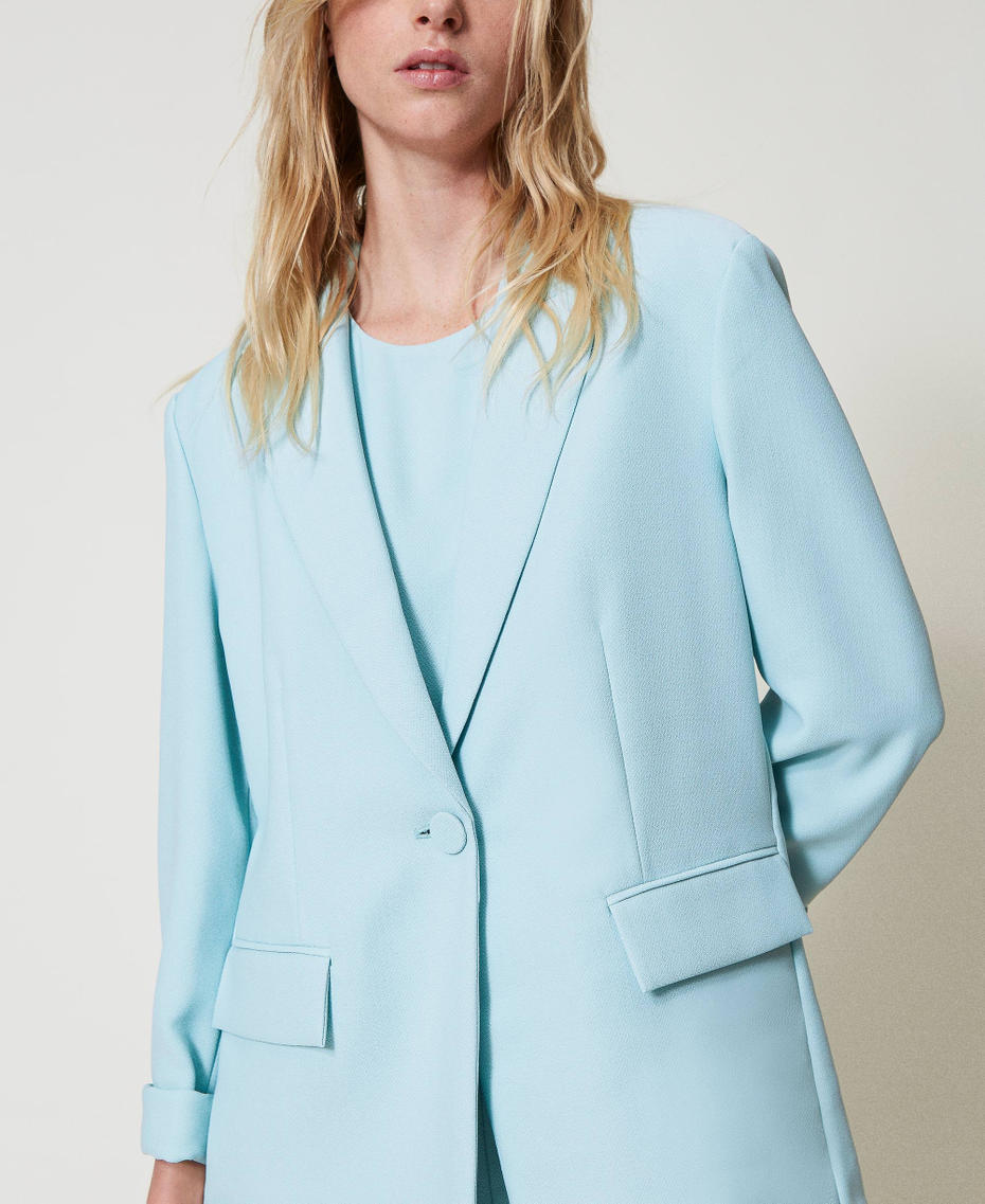 Crêpe piquet blazer Light Canal Blue Woman 251AP2335_12134_03