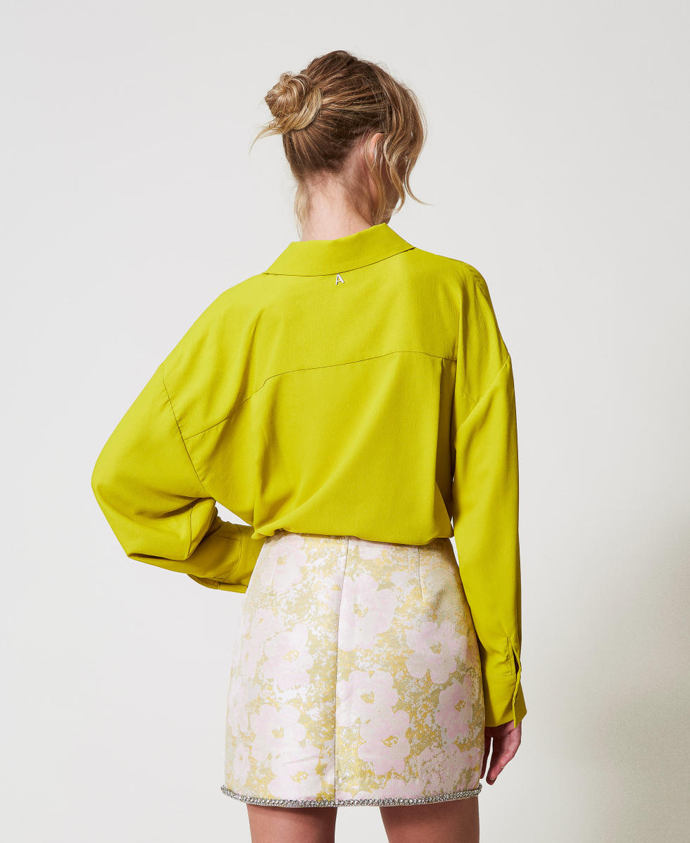 Mini-jupe jacquard avec broderie r&eacute;alis&eacute;e &agrave; la main Fleurs Jacquard Femme 251AP2101_12228_02