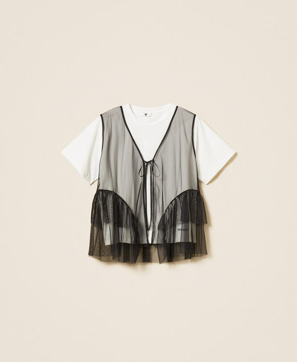 Tulle t-shirt and waistcoat