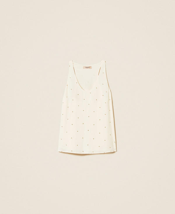 Top with lurex embroidery