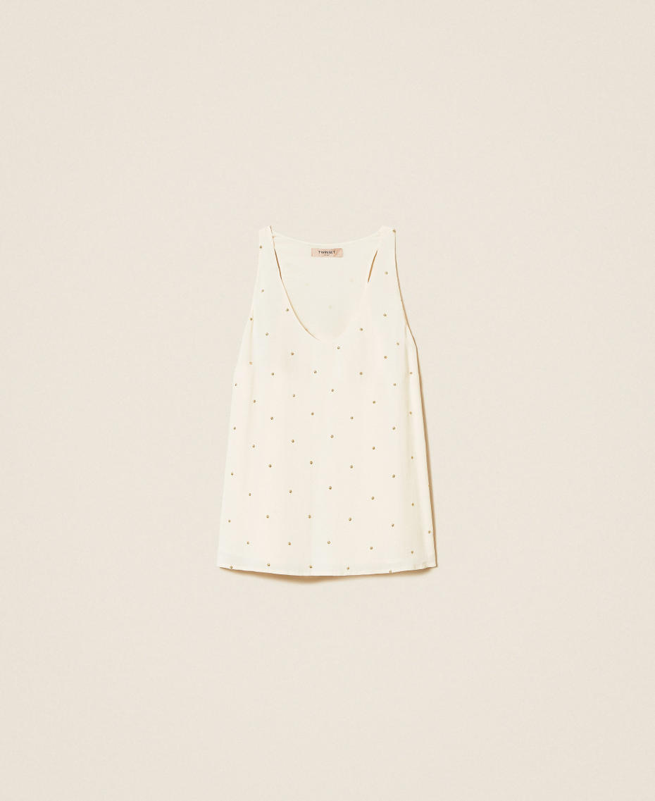 Top mit Lurex-Stickerei „Parchment“-Beige Frau 252TP2034_07222_S0