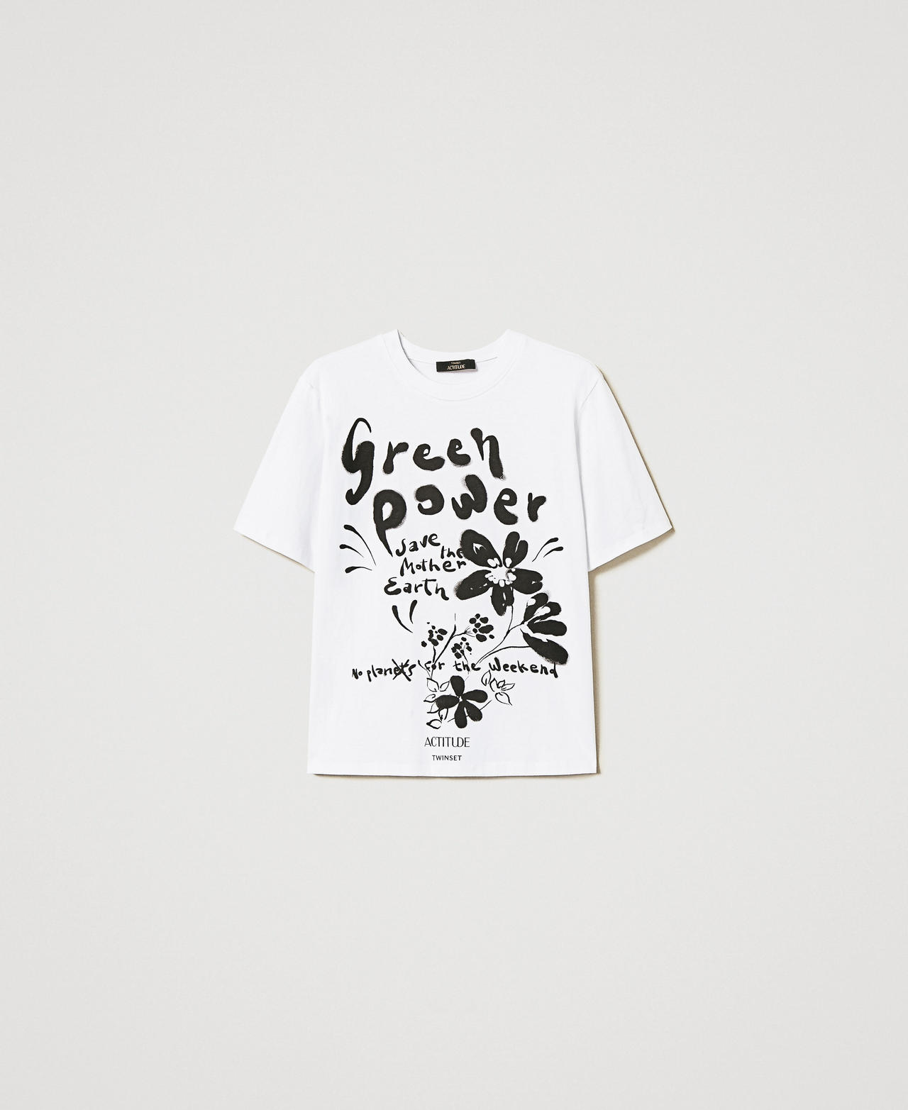 Regular t-shirt with print "Papers" White Woman 251AP2190_00840_0S