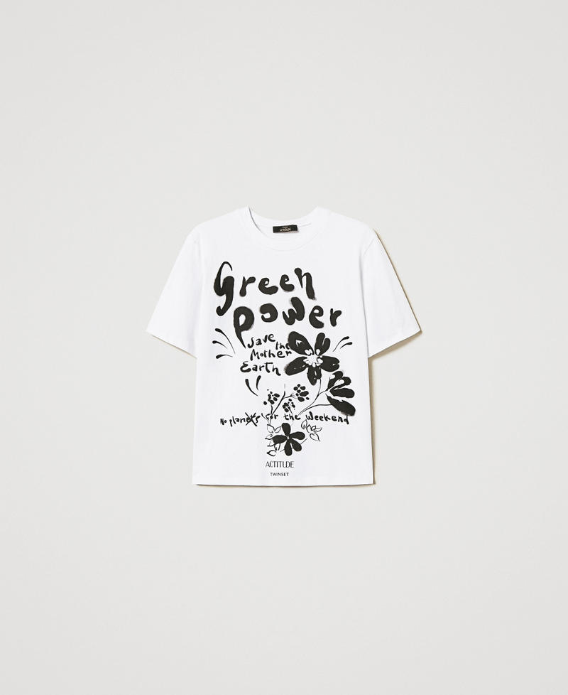 Regular t-shirt with print "Papers" White Woman 251AP2190_00840_0S