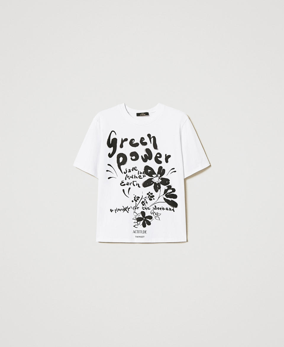 Regular t-shirt with print "Papers" White Woman 251AP2190_00840_0S