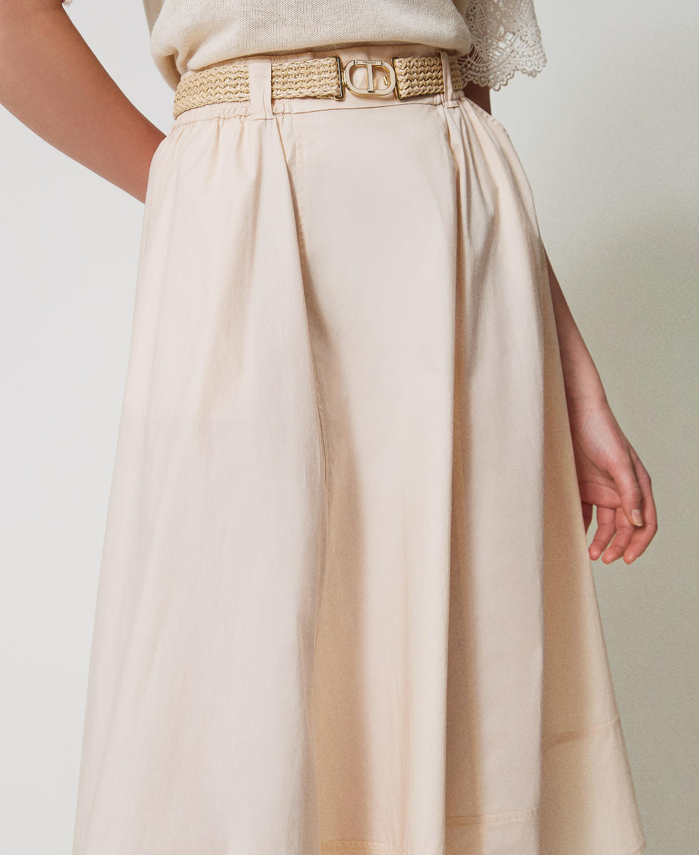 Midi skirt in poplin with belt Pretty Pink Woman 251TT202J_12370_04