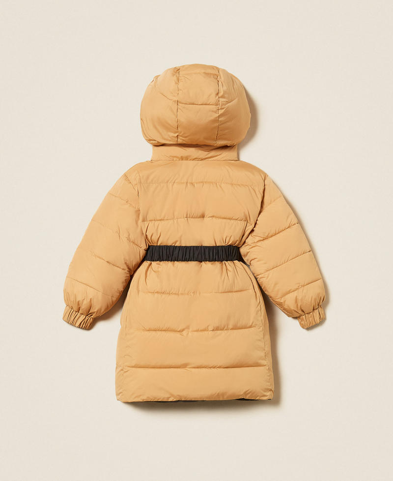 Reversible puffer jacket with belt Two-tone Black/"Iced Coffee" Brown Girl 262GJ2070_10847_S1