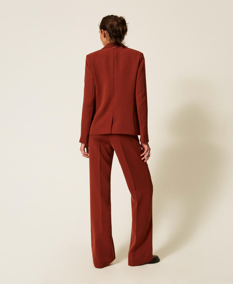 Cr&ecirc;pe palazzo trousers "Cherry Wood" Brown Woman 262TP2043_06501_03