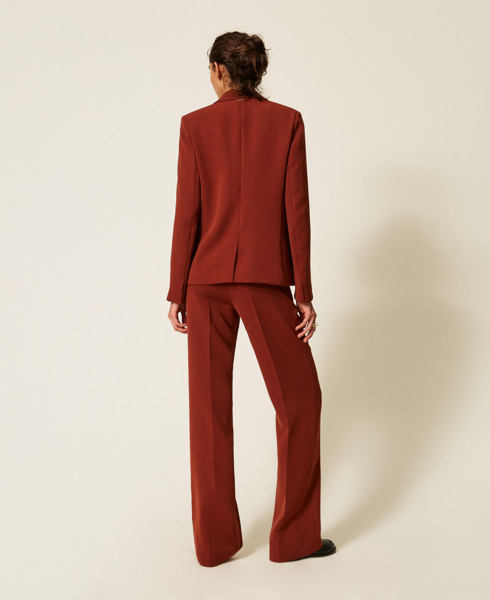 Pantalon palazzo en cr&ecirc;pe Marron "Cherry Wood" Femme 262TP2043_06501_03