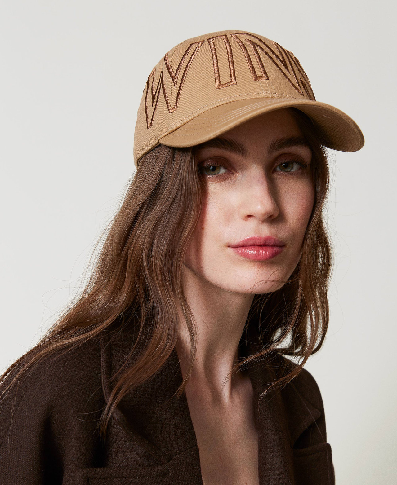 Baseball cap with maxi logo Sandy Brown Woman 242TA4350_11754_S0