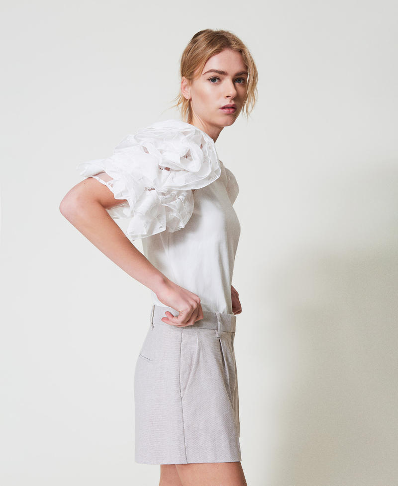 Linen blend shorts with pleats Textured Angora Woman 251AP2471_12325_01