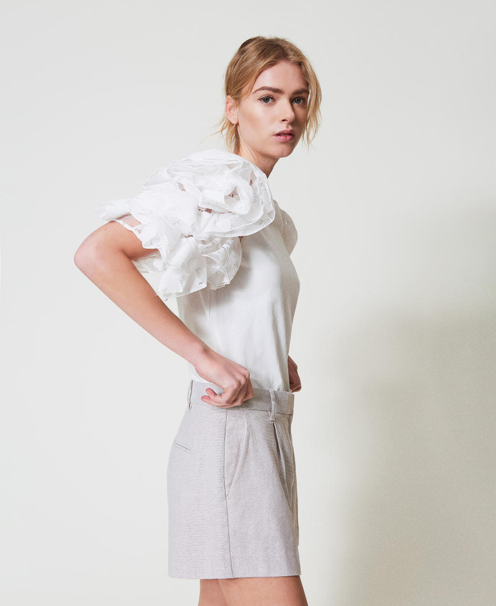 Shorts in misto lino con pinces Textured Angora Donna 251AP2471_12325_01