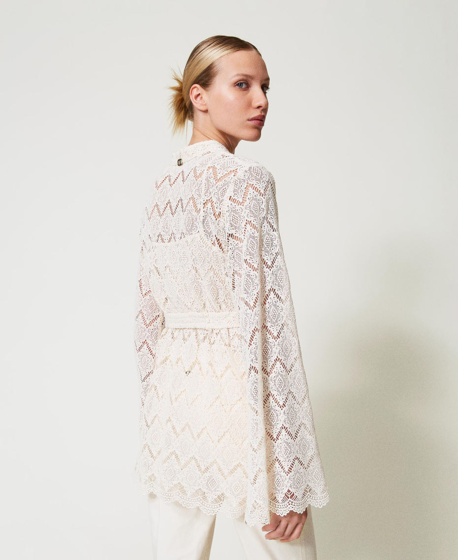 Maxi camicia in pizzo macramè Delicate Beige Donna 251TP2406_12140_03