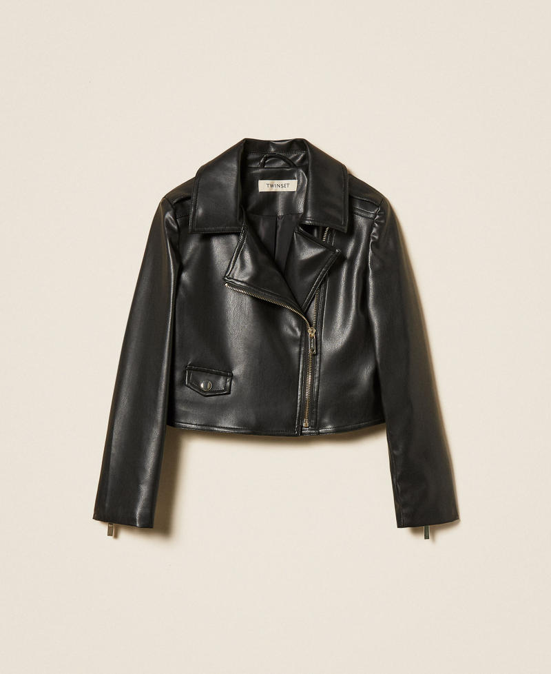 Faux leather biker jacket Black Girl 261GJ2053_00006_S0