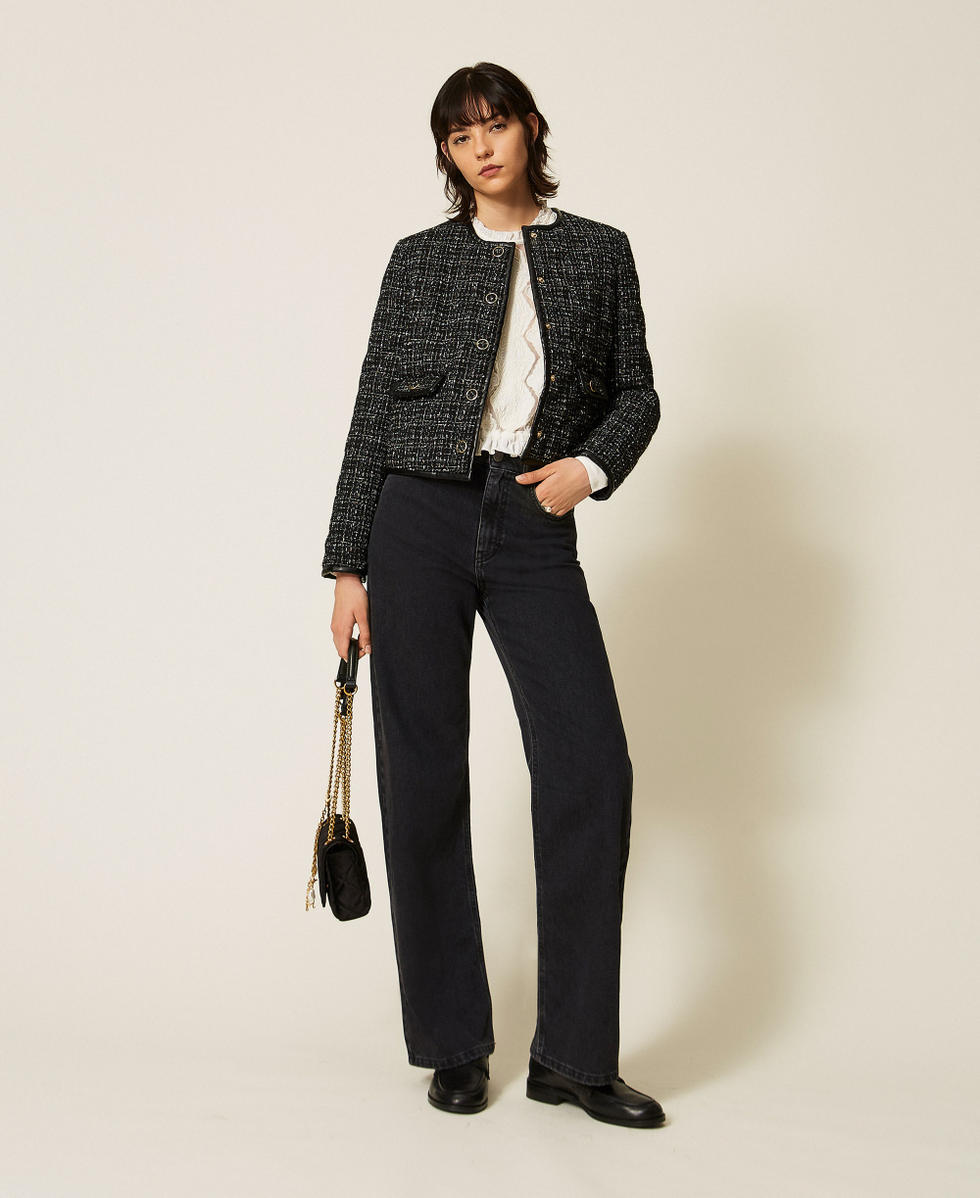 Cr&ecirc;pe blouse with floral embroidery Mother Of Pearl Woman 262TP2250_00059_T0
