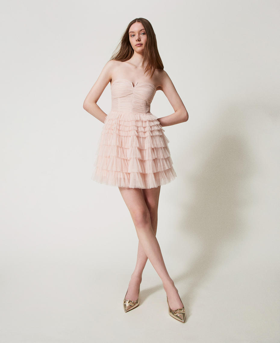Abito corto bustier in tulle Fairy Rose Donna 251TQ2040_12294_01