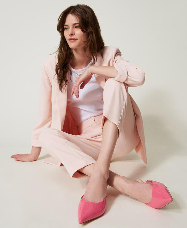 Faux patent leather mules court shoes