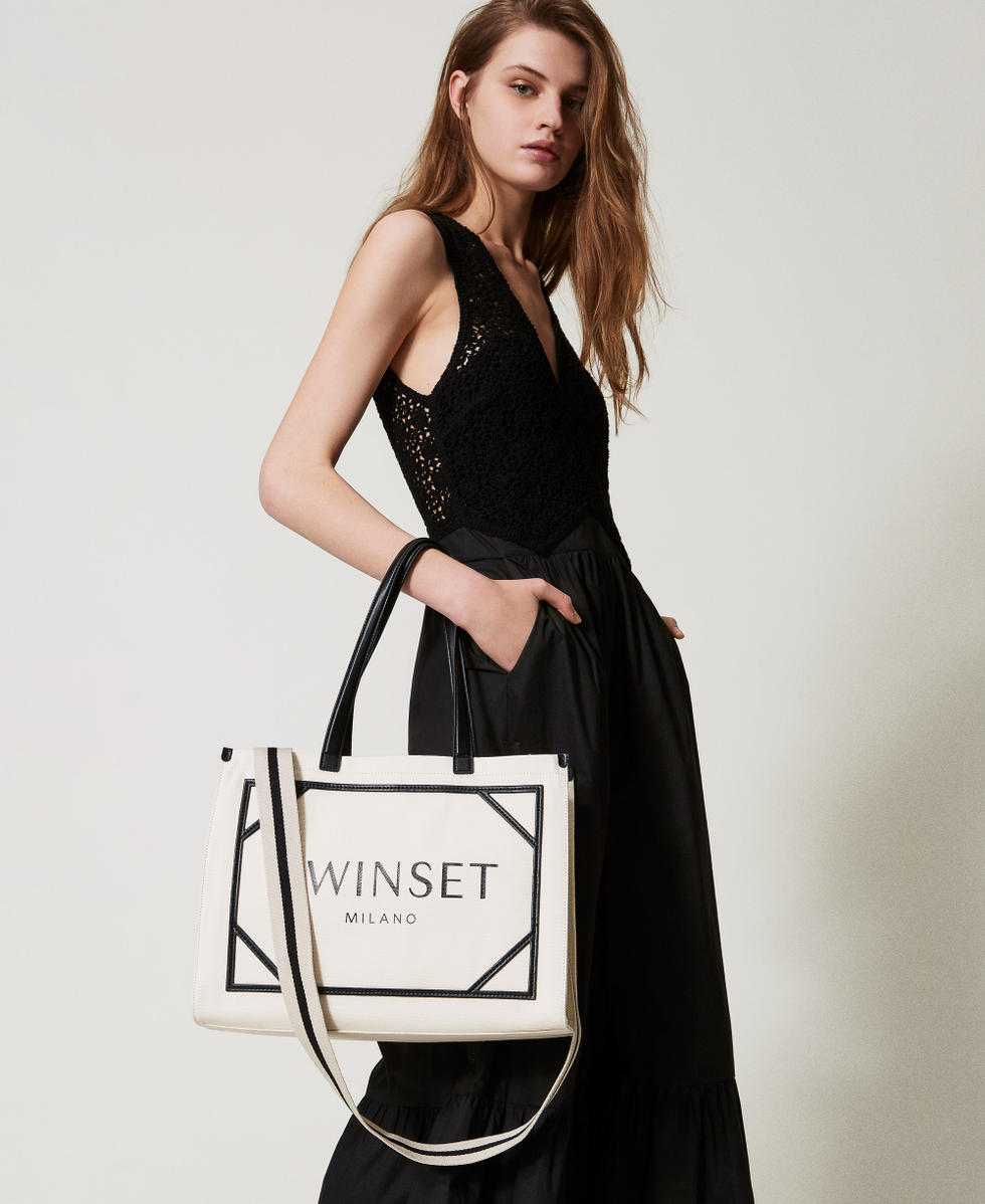 Bolso shopper de lona con logotipo N&aacute;car Mujer 251TB7081_00059_T0