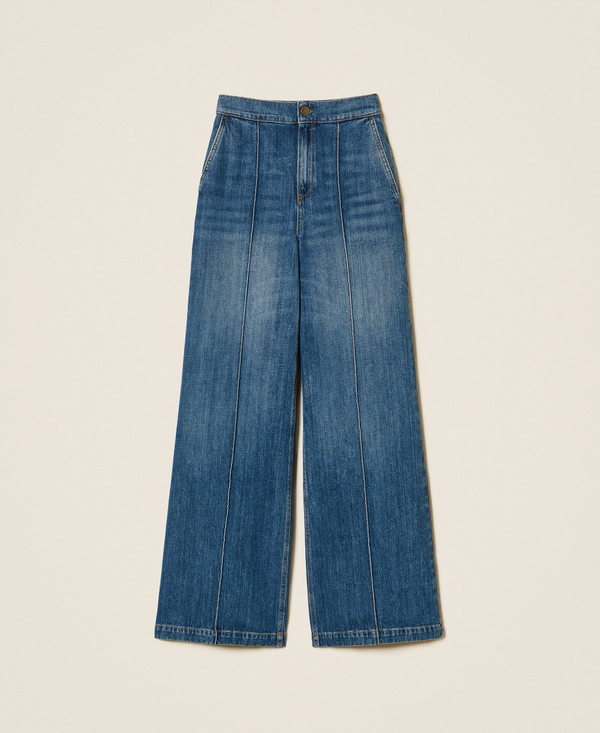 Wide leg jeans with ribbing