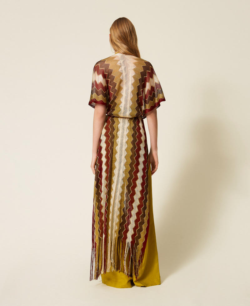 Caftan long &agrave; rayures multicolores Multicolore Chevronne Rouge &laquo;&nbsp;Indian Red&nbsp;&raquo;/Vert &laquo;&nbsp;Avocado Oil&nbsp;&raquo; Femme 261TO5250_13519_03