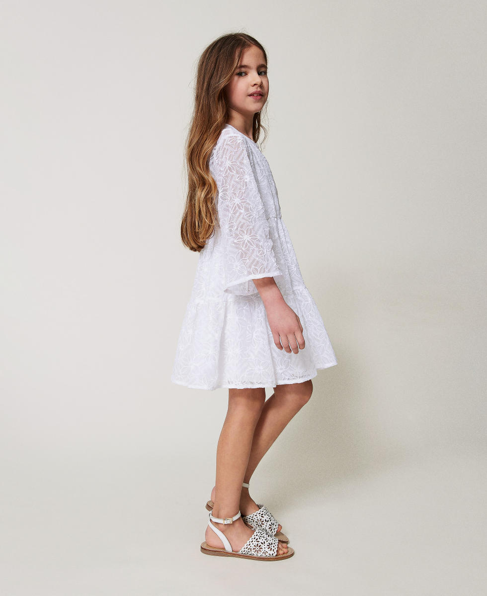 Robe courte en tulle brod&eacute; avec volants Blanc "Ice" Fille 251GJ2525_00808_02