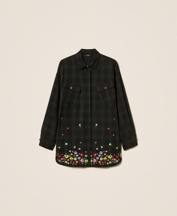 Tartan shirt with embroidery