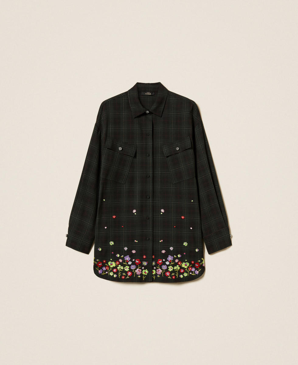 Tartan shirt with embroidery