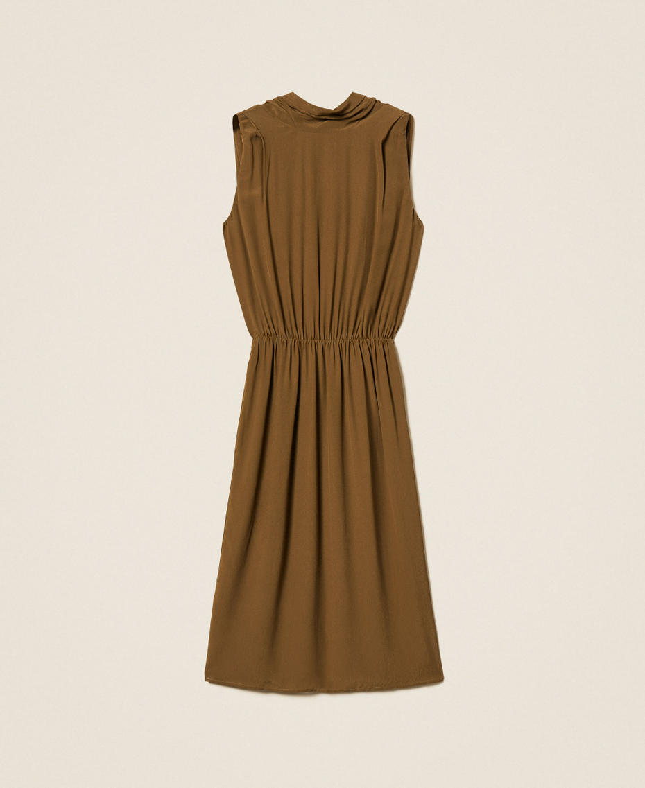 Midi-Kleid aus Crêpe de Chine Buchengrün Frau 252TF2080_12537_S0