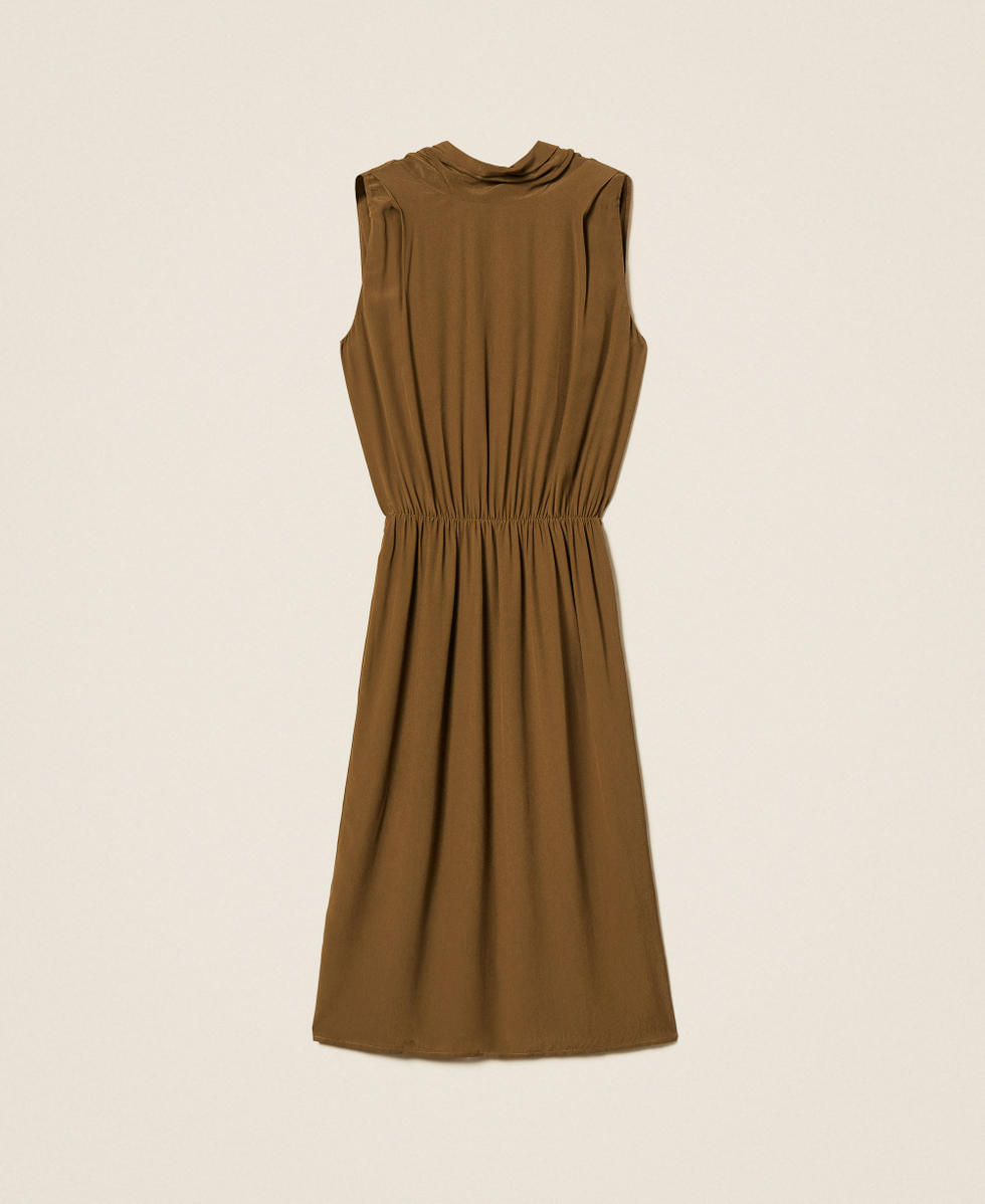 Robe midi en cr&ecirc;pe de Chine Vert H&ecirc;tre Femme 252TF2080_12537_S0