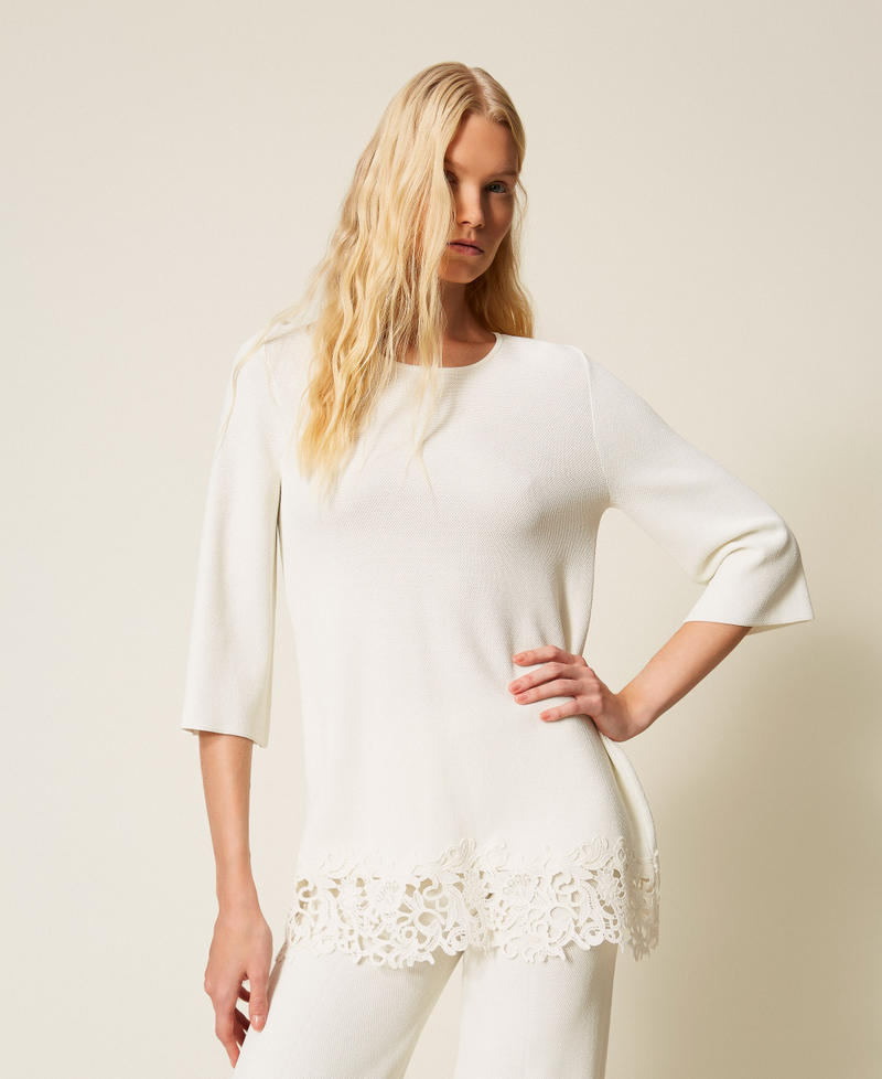 Maxi jumper with lace Off White Woman 261LB3GAA_00526_01