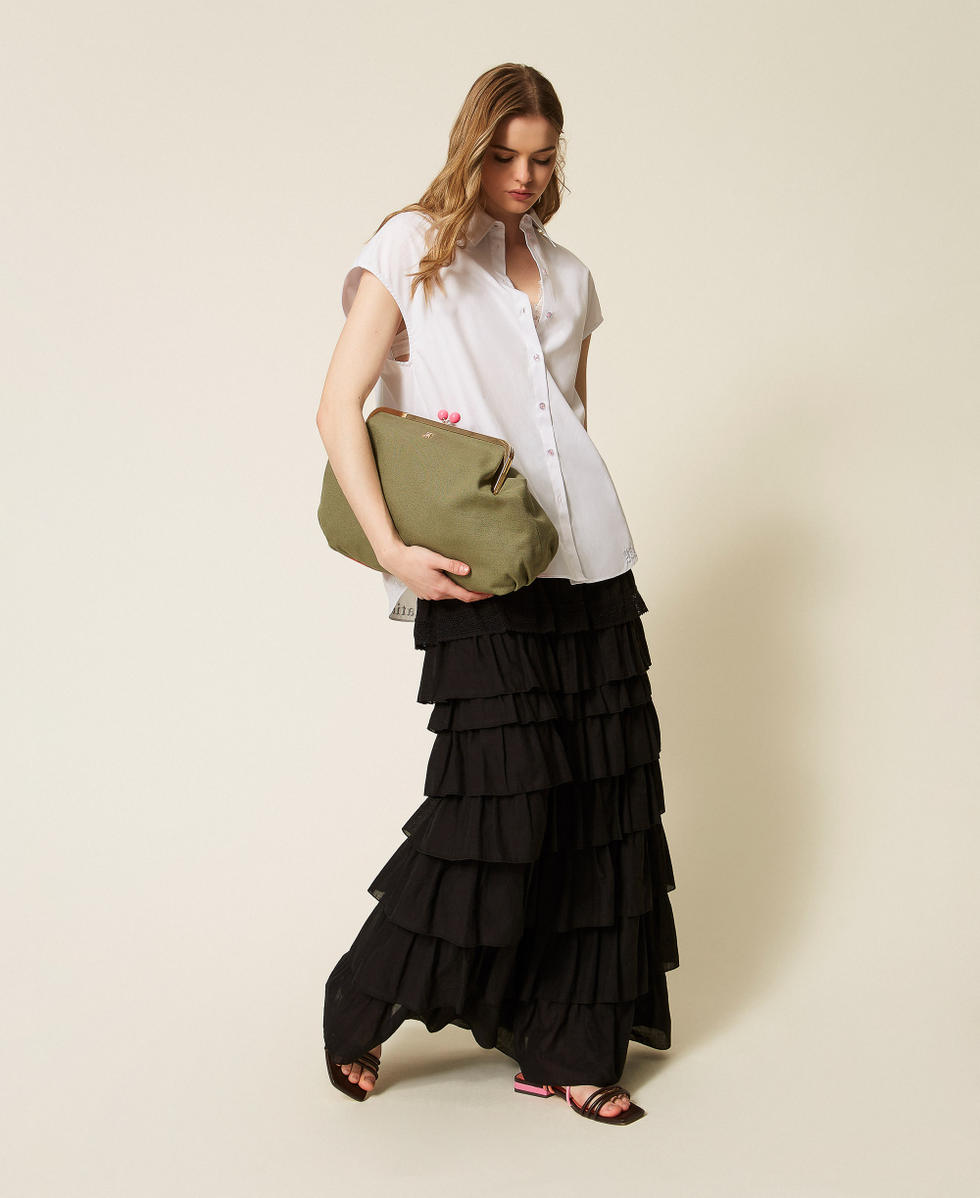 Jupe longue MYFO en mousseline avec volants Noir Femme 261AQ2050_00006_01