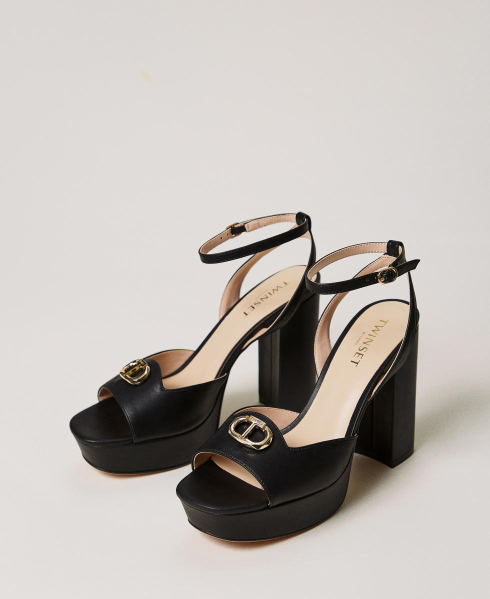 Platform sandals with Oval T Black Woman 251TCP122_00006_02