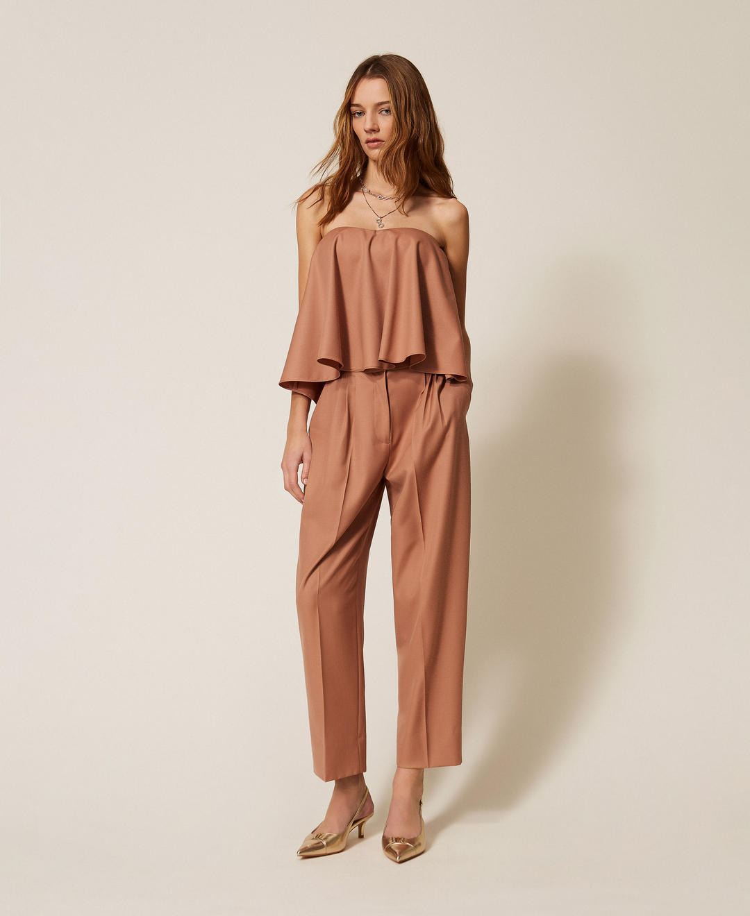 Pantalon cropped en laine froide