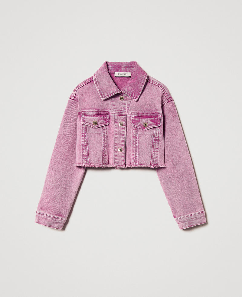 Cropped-Jacke aus Bull-Denim Flamingorosa Mädchen 251GJ2490_00868_0S