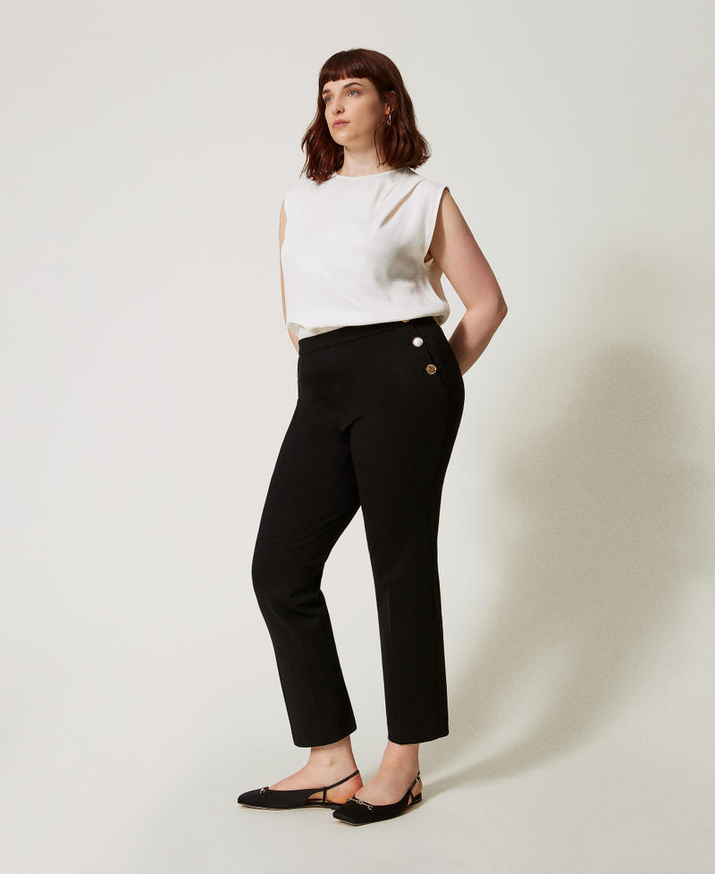 Trousers with jewel buttons Black Woman 251TP2137_00006_02