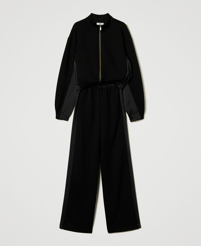 Sweatshirt with zip and palazzo trousers Black Woman 242LI2EBB_00006_S0
