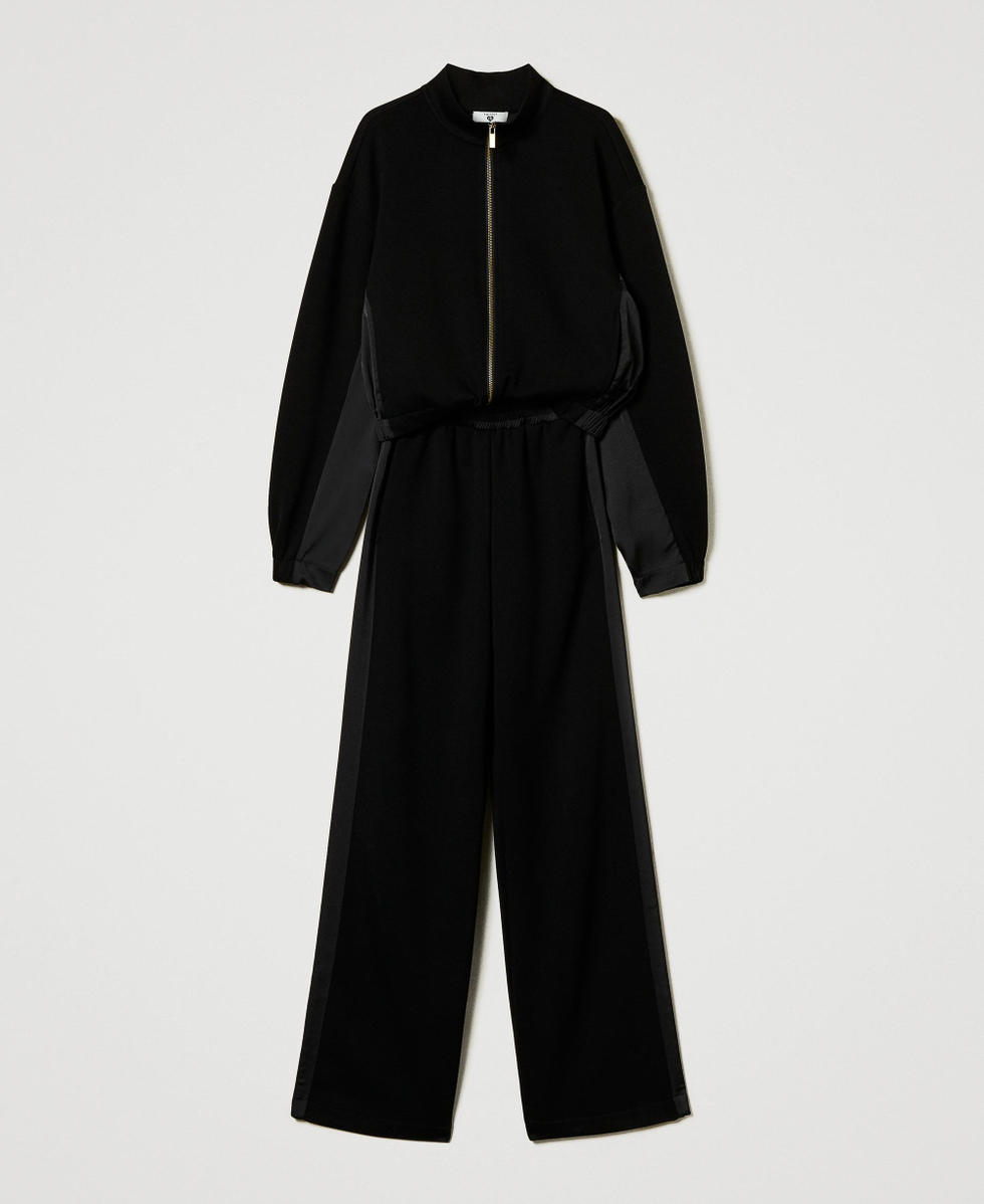 Felpa con zip e pantaloni a palazzo Nero Donna 242LI2EBB_00006_S0