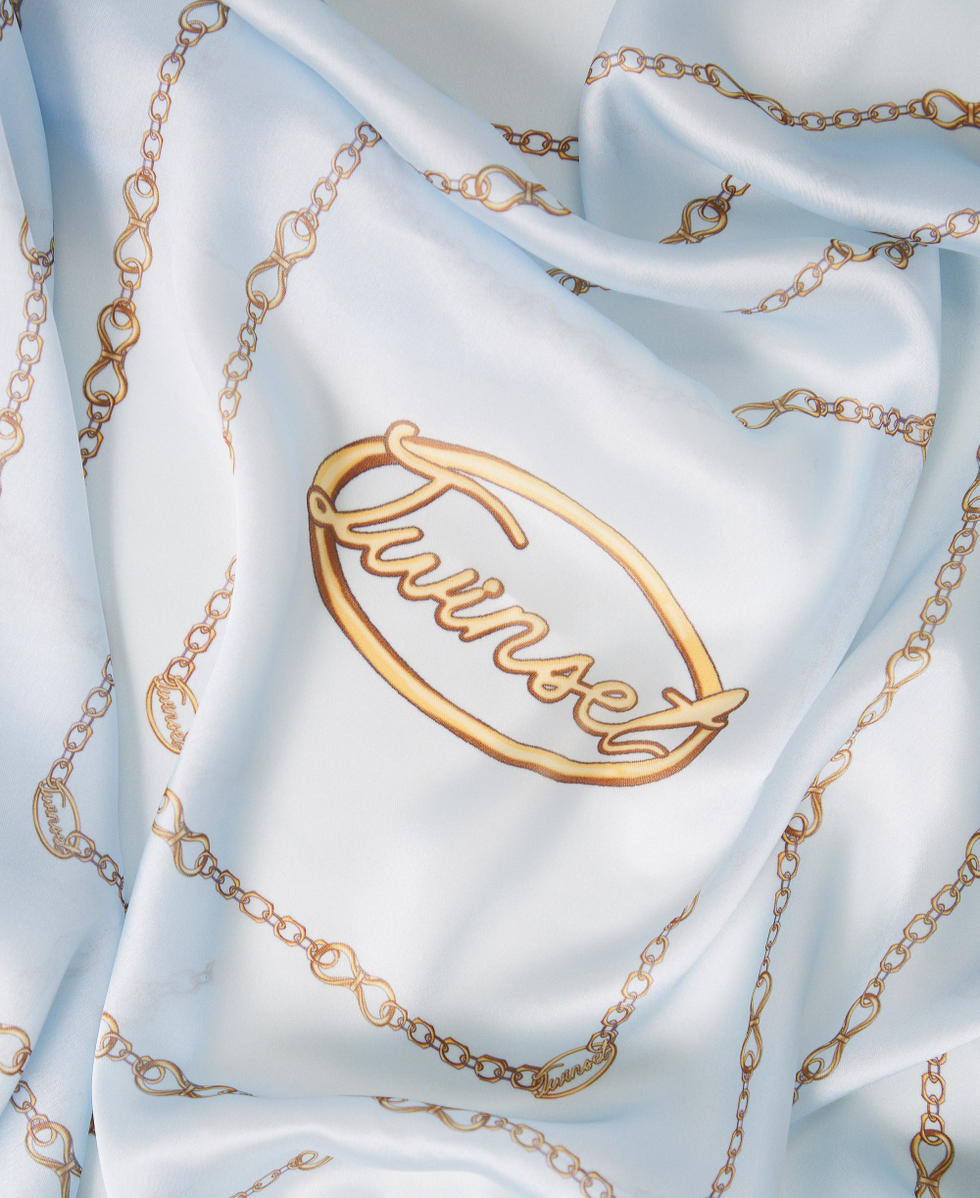 Foulard with chain print Jasmine Blue Chains Print Woman 261TA4400_13278_02