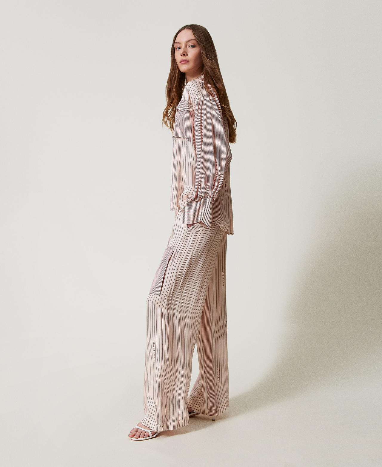 Satin palazzo trousers Funny Stripes Dark Love Potion Woman 251AP2200_12245_02