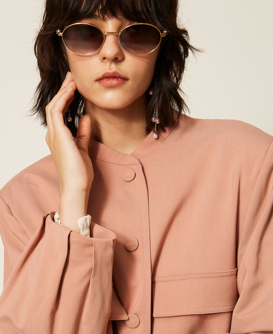 Twill bomber jacket with pockets Dusty Pink Woman 262TP268E_00916_05