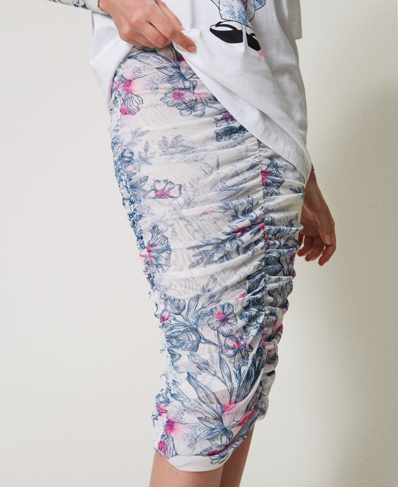 MYFO Midirock mit Raffmotiv Japanese Toile De Jouy Frau 251AQ2102_12431_04