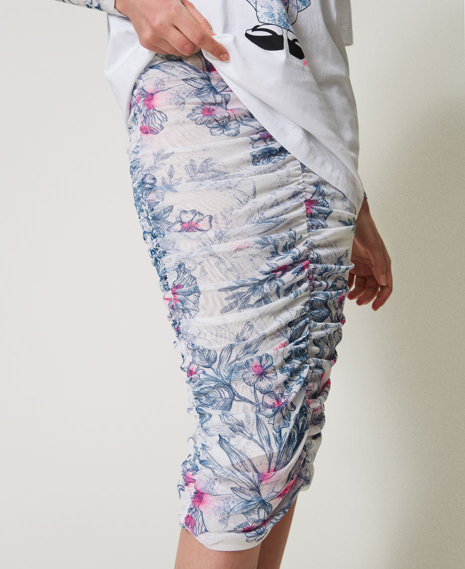 MYFO midi skirt with ruching Japanese Toile de Jouy Woman 251AQ2102_12431_04
