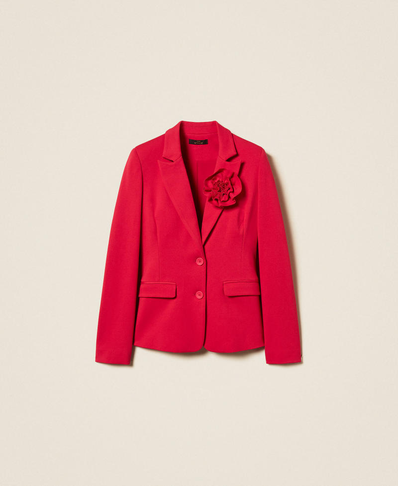 Blazer with floral brooch Magenta Red Woman 261AP2147_13160_S0