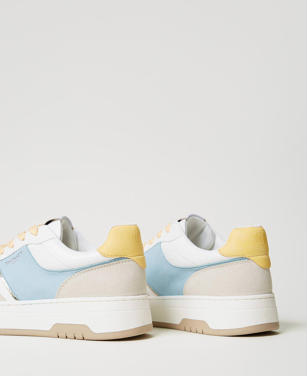Baskets en cuir color block Bicolore Airy Blue/Pale Yellow Femme 251TCP010_12156_03