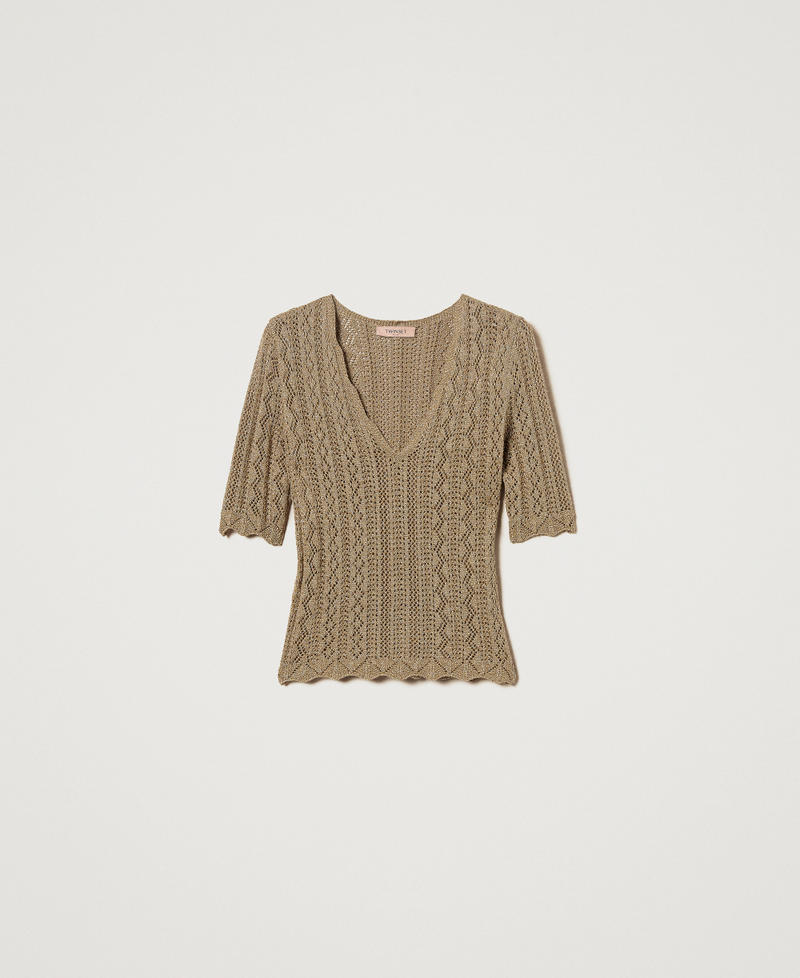 Lurexpullover mit Mustermix Golden Green Lurex Frau 251TT3194_12454_S0